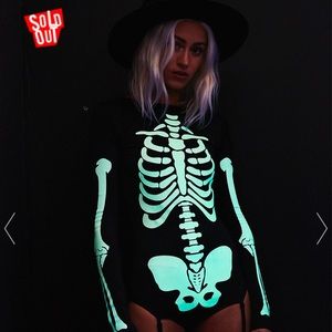 Dolls Kill 🎃 Glowing Skeleton Bodysuit Costume